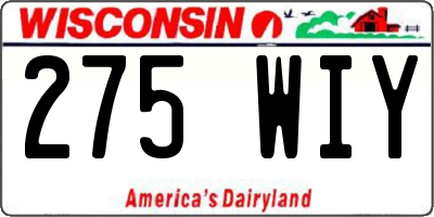 WI license plate 275WIY