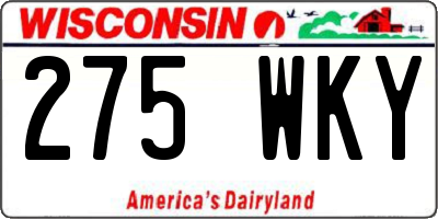 WI license plate 275WKY
