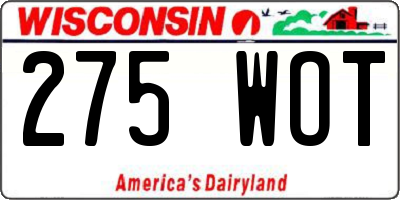 WI license plate 275WOT