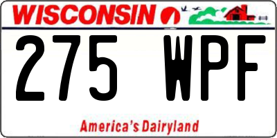 WI license plate 275WPF