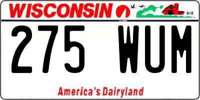 WI license plate 275WUM