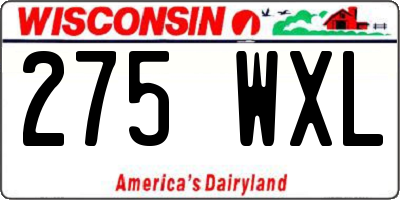 WI license plate 275WXL