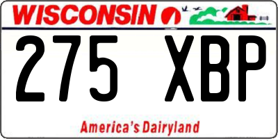 WI license plate 275XBP