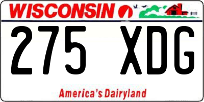 WI license plate 275XDG