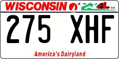 WI license plate 275XHF