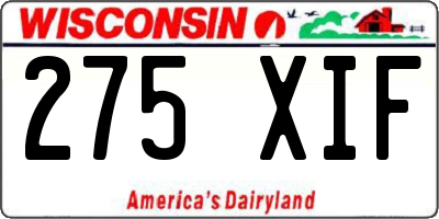 WI license plate 275XIF