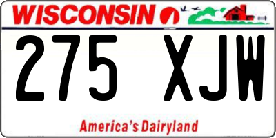 WI license plate 275XJW