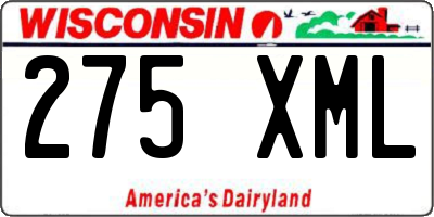 WI license plate 275XML