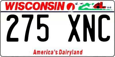 WI license plate 275XNC