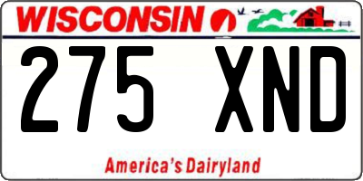 WI license plate 275XND