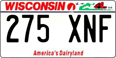 WI license plate 275XNF
