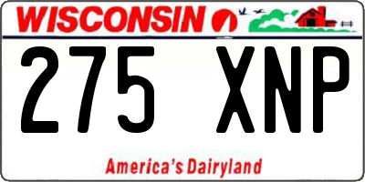WI license plate 275XNP