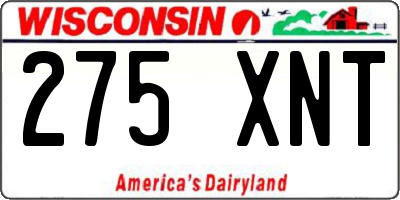 WI license plate 275XNT