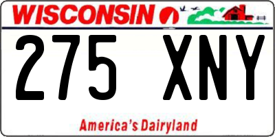 WI license plate 275XNY