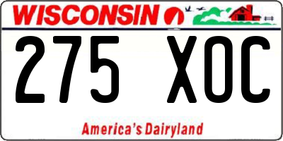 WI license plate 275XOC