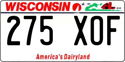 WI license plate 275XOF