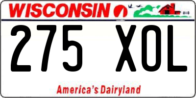 WI license plate 275XOL