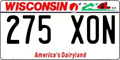WI license plate 275XON