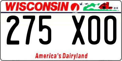 WI license plate 275XOO