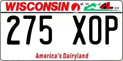 WI license plate 275XOP