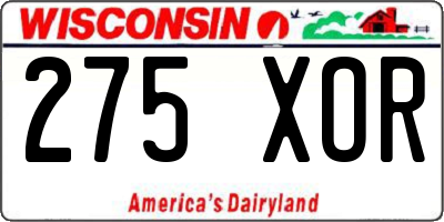 WI license plate 275XOR