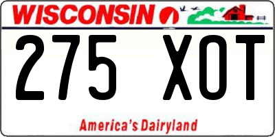 WI license plate 275XOT
