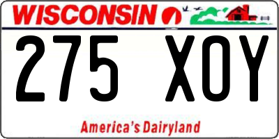 WI license plate 275XOY