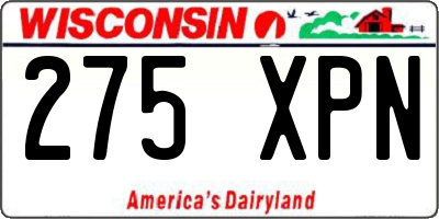 WI license plate 275XPN