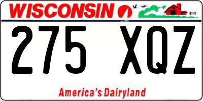 WI license plate 275XQZ