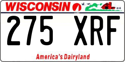 WI license plate 275XRF
