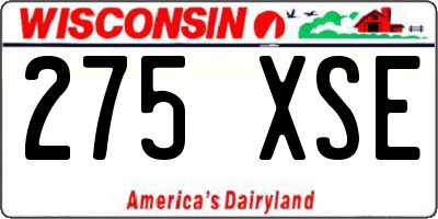 WI license plate 275XSE