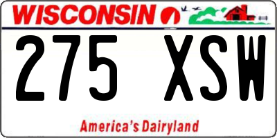 WI license plate 275XSW