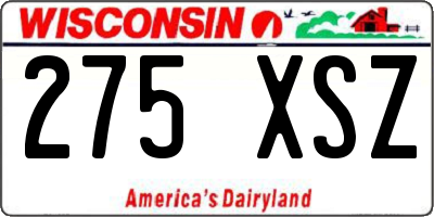 WI license plate 275XSZ