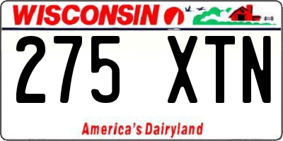 WI license plate 275XTN