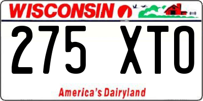 WI license plate 275XTO