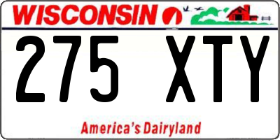WI license plate 275XTY