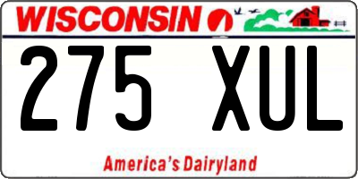WI license plate 275XUL