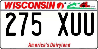 WI license plate 275XUU