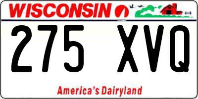 WI license plate 275XVQ