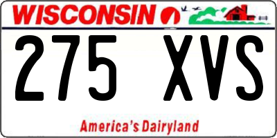 WI license plate 275XVS