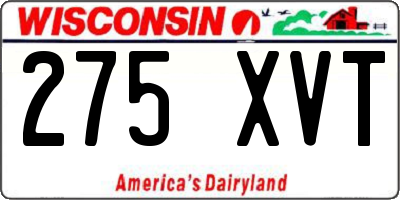 WI license plate 275XVT