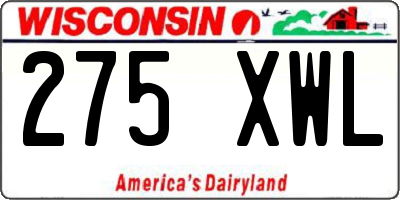 WI license plate 275XWL