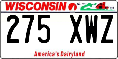 WI license plate 275XWZ