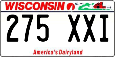 WI license plate 275XXI