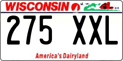 WI license plate 275XXL