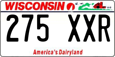 WI license plate 275XXR