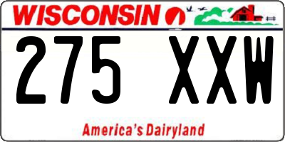 WI license plate 275XXW