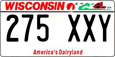 WI license plate 275XXY