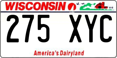 WI license plate 275XYC