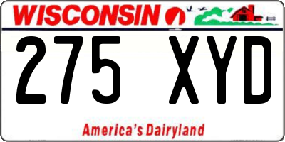 WI license plate 275XYD